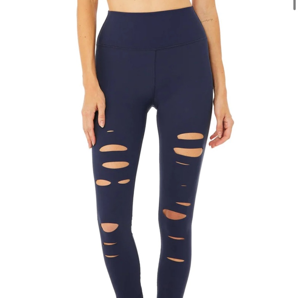 Alo High Waist Ripped Warrior Legging Navy Size L